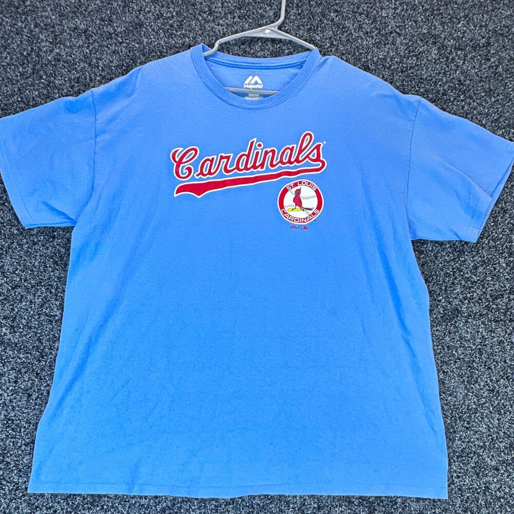 Majestic St Louis Cardinals Shirt Mens XL Blue MLB Baseball Logo Graphic Tee